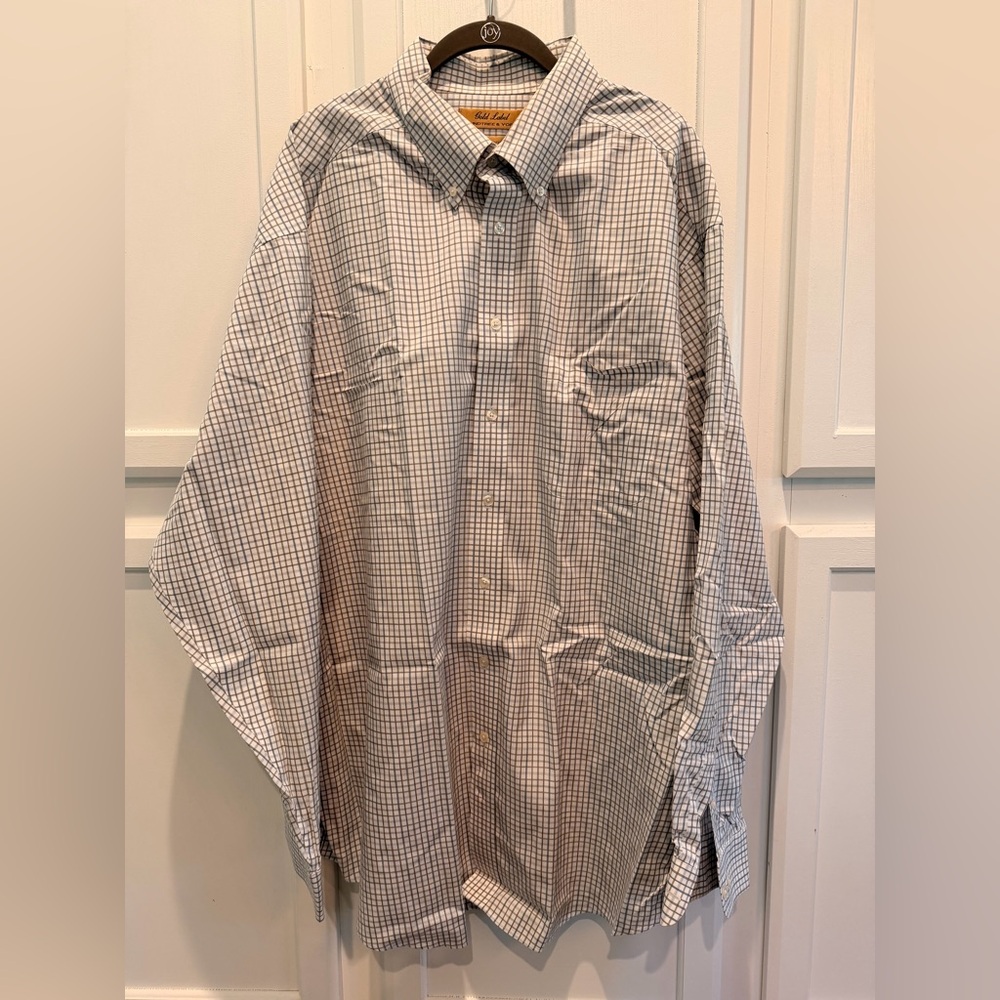 3XLT Roundtree & Yorke Gold Label Plaid Shirt.